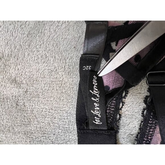 Victoria’s Secret LOVE&LEMONS Zinnia Embroidered Underwire 32C💕Bra Black Floral - Picture 4 of 4